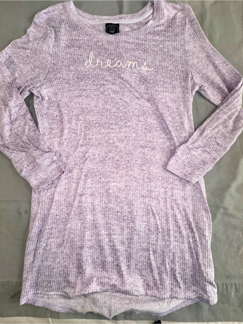 Dreams Cozy lilac knit Long-Sleeve sleep shirt Women M cottage core earthy Y2K
